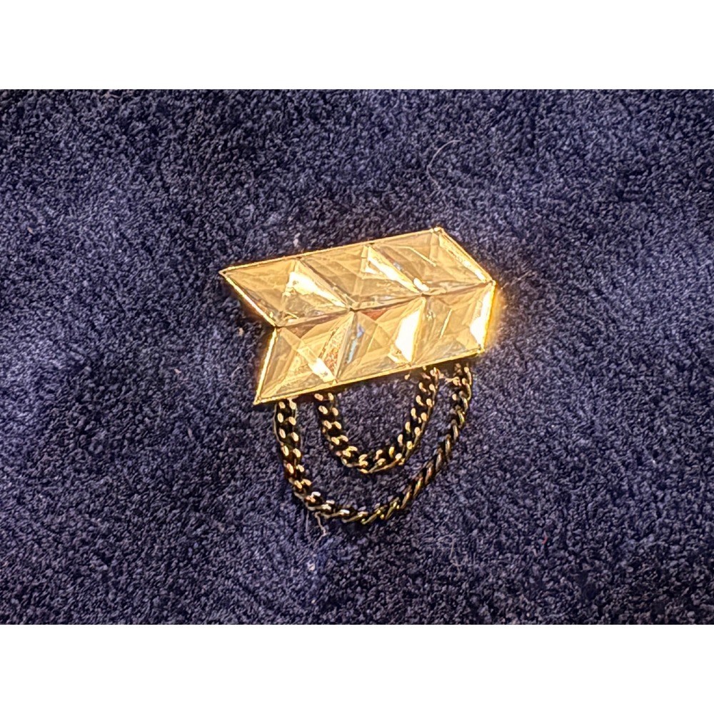 Geometric Rhinestone Brooch Pin with Chain Detail for Women Fashion Accessory
